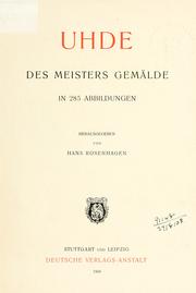 Cover of: Uhde: des Meisters Gemälde