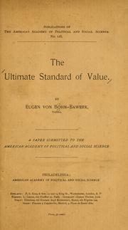 Cover of: The ultimate standard of value by Eugen von Böhm-Bawerk