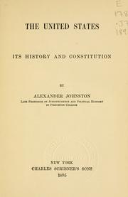 Cover of: The United States by Johnston, Alexander