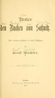 Cover of: Unter den Buchen von Sassnitz by Ernst Wachler