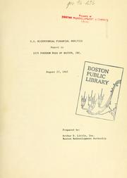 Cover of: Us bicentennial financial analysis, report to 1975 freedom fair of Boston, inc. by Boston Redevelopment Authority, Boston Redevelopment Authority