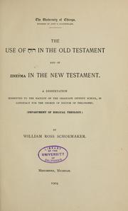 Cover of: The use of 'ruah' in the Old Testament and of 'pneuma' in the New Testament ... by William Ross Schoemaker