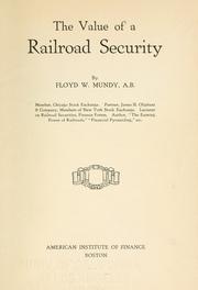 The value of a railroad security by Floyd Woodruff Mundy