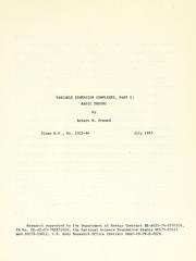 Cover of: Variable dimension complexes, part I: basic theory