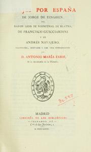 Cover of: Viajes por España de Jorge de Einghen: del Baron Leon de Rosmithal de Blatna, de Francisco Guicciardini y de Andrés Navajero, con una introduccion.