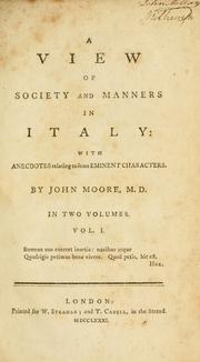 Cover of: A view of society and manners in Italy: with anecdotes relating to some eminent characters