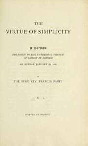 Cover of: The virtue of simplicity by Francis Paget