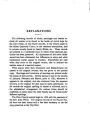 Vital records of Gloucester, Massachusetts, to the end of the year 1849 .. by Gloucester (Mass.)