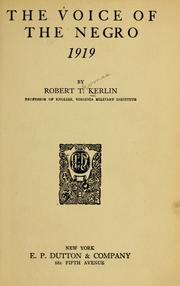 Cover of: The voice of the Negro 1919. by Robert Thomas Kerlin