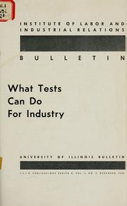Cover of: What tests can do for industry. | Thelma B. Fox