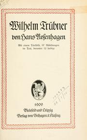 Cover of: Wilhelm Trübner.