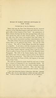 Cover of: Wills of early Jewish settlers in New York.
