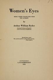 Cover of: Women's eyes by Arthur W. Ryder
