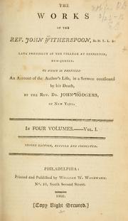 Cover of: The works of the Rev. John Witherspoon... by John Witherspoon