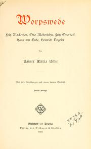 Cover of: Worpswede: Fritz Mackensen, Otto Mondersohn, Fritz Overbeck, Hans am Ende, Heinrich Vogeler.  [Liebhaber-Ausg.]