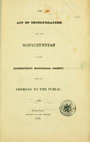 Cover of: act of incorporation