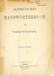 Cover of: Altdeutsches Handwörterbuch.