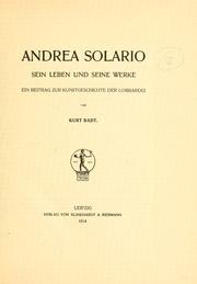 Cover of: Andrea Solario, sein Leben und seine Werke by Kurt Badt