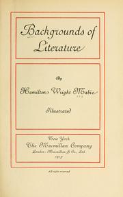 Cover of: Backgrounds of literature by Hamilton Wright Mabie