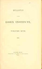 Cover of: Bulletin of the Essex Institute. by Essex Institute.