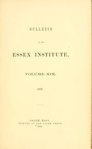 Cover of: Bulletin of the Essex Institute. by Essex Institute., Essex Institute.