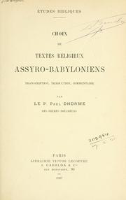 Cover of: Choix de textes religieux assyro-babyloniens: transcription, traduction, commentaire.