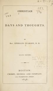 Cover of: Christian days and thoughts by Ephraim Peabody