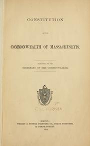 Cover of: Constitution of the commonwealth of Massachusetts. by Massachusetts