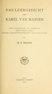 Cover of: Das Lehrgedicht des Karel van Mander by Carel van Mander