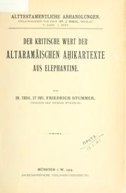 Der kritische Wert der altaramäischen Ahikartexte aus Elephantine by Friedrich Stummer
