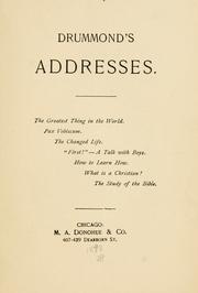 Cover of: Drummond's addresses... by Henry Drummond