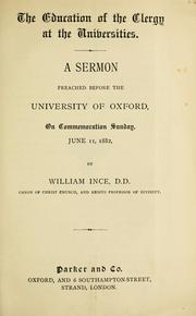 Cover of: The education of the clergy at the universities by William Ince