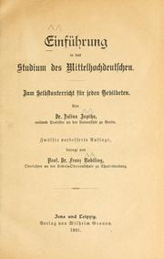 Cover of: Einführung in das studium des Mittelhochdeutschen by Julius Zupitza