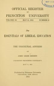Cover of: The essentials of liberal education: the inaugural address, ...