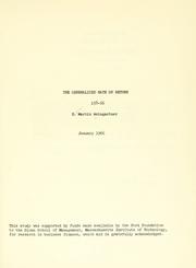Cover of: The generalized rate of return.