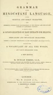 Cover of: A grammar of the Hindústání language by Forbes, Duncan