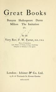 Cover of: Great books: Bunyan, Shakespeare, Dante, Milton, The imitation, &c.