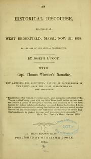 An historical discourse, delivered at West Brookfield, Mass., Nov. 27, 1828 by Joseph Ives Foot