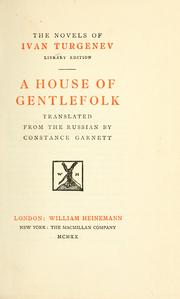 Cover of: A house of gentlefolk by Ivan Sergeevich Turgenev