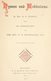 Cover of: Hymns and meditations by Anna Letitia Waring