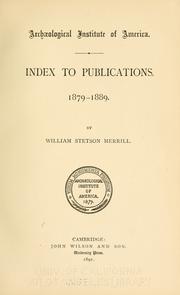 Cover of: Index to publications, 1879-1889