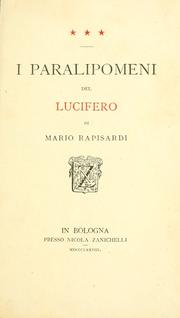 Cover of: I paralipomeni del Lucifero