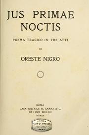 Cover of: Jus primae noctis by Oreste Nigro