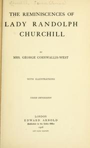 Cover of: The reminiscences of Lady Randolph Churchill by Churchill, Randolph Spencer Lady