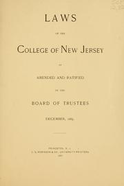 Cover of: Laws of the College of New Jersey ... | Princeton University.