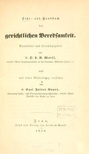 Cover of: Lehr- und Handbuch der gerichtlichen Beredsamkeit by Wolff, Oskar Ludwig Bernhard