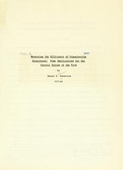 Cover of: Measuring the efficiency of organization structures: some implications for the control system of the firm.