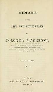 Cover of: Memoirs of the life and adventures of Colonel Maceroni