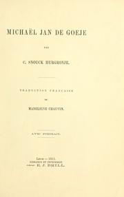 Cover of: Michaël Jan de Goeje.: Traduction française par Madeleine Chauvin.