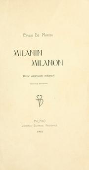 Cover of: Milanin Milanon: prose cadenzate milanesi.
